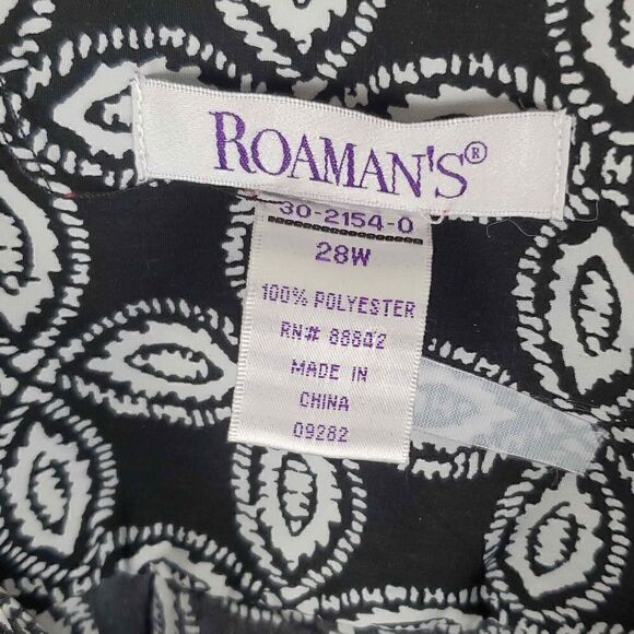 Roman's Black and White Button-up Blouse. Size 28 - Picture 4 of 11